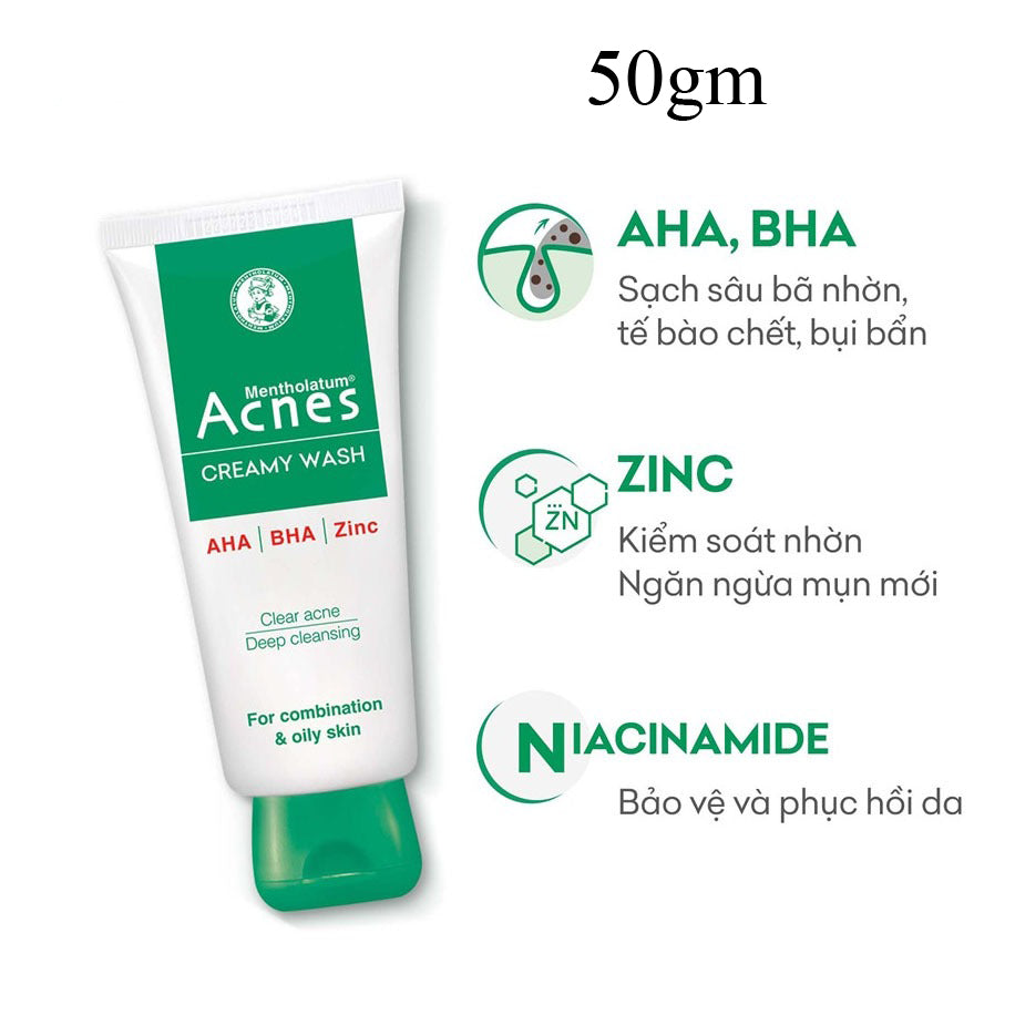 Acnes Creamy Face Wash (Green) 50gm