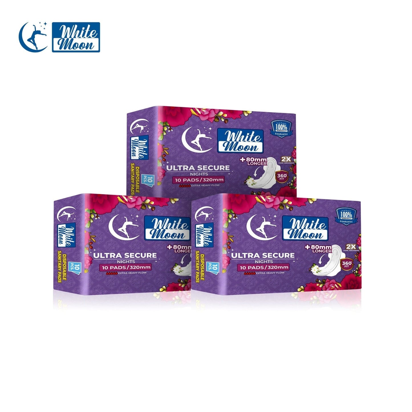 White Moon Ultra Secure Night (XXL) 320MM -10 Pads
