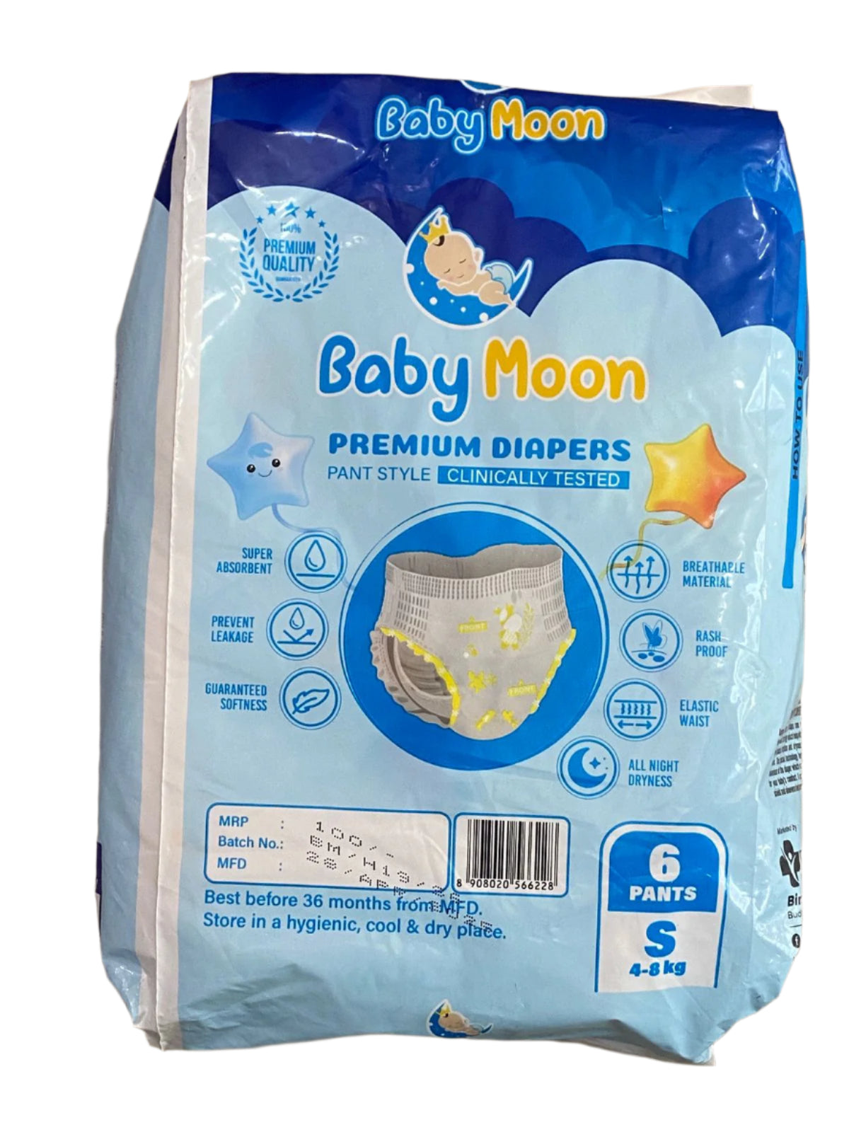 Baby Moon Premium Diapers, Small (S)