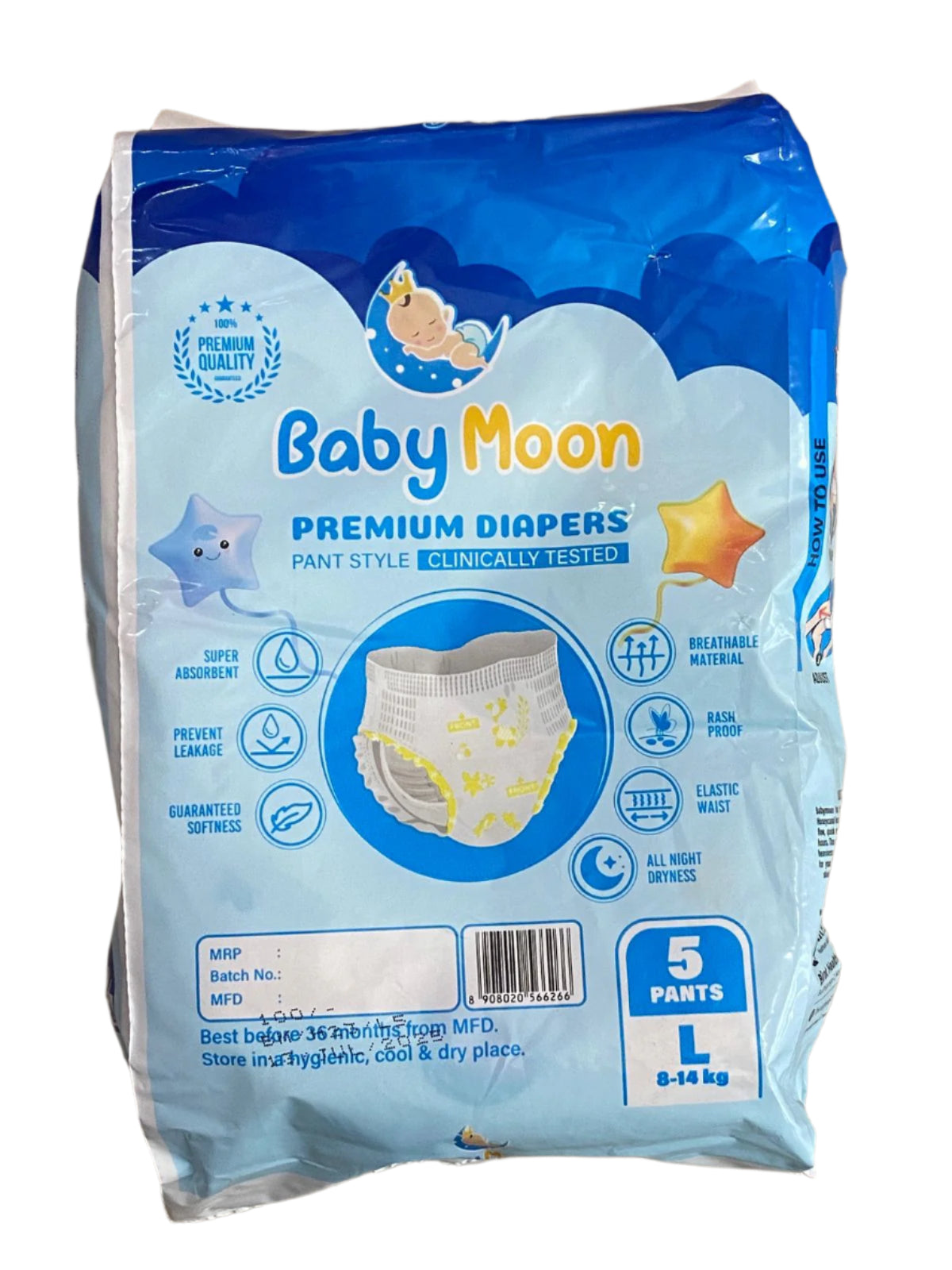 Baby Moon Premium Diapers, Large (L)