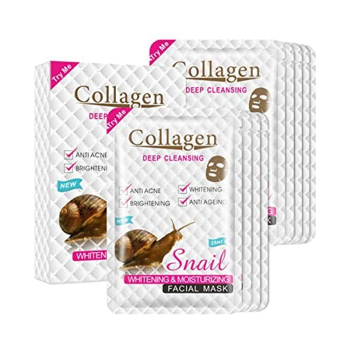 Face Mask, Collagen Snail Whitening and moisturizing Face Mask 10pcs
